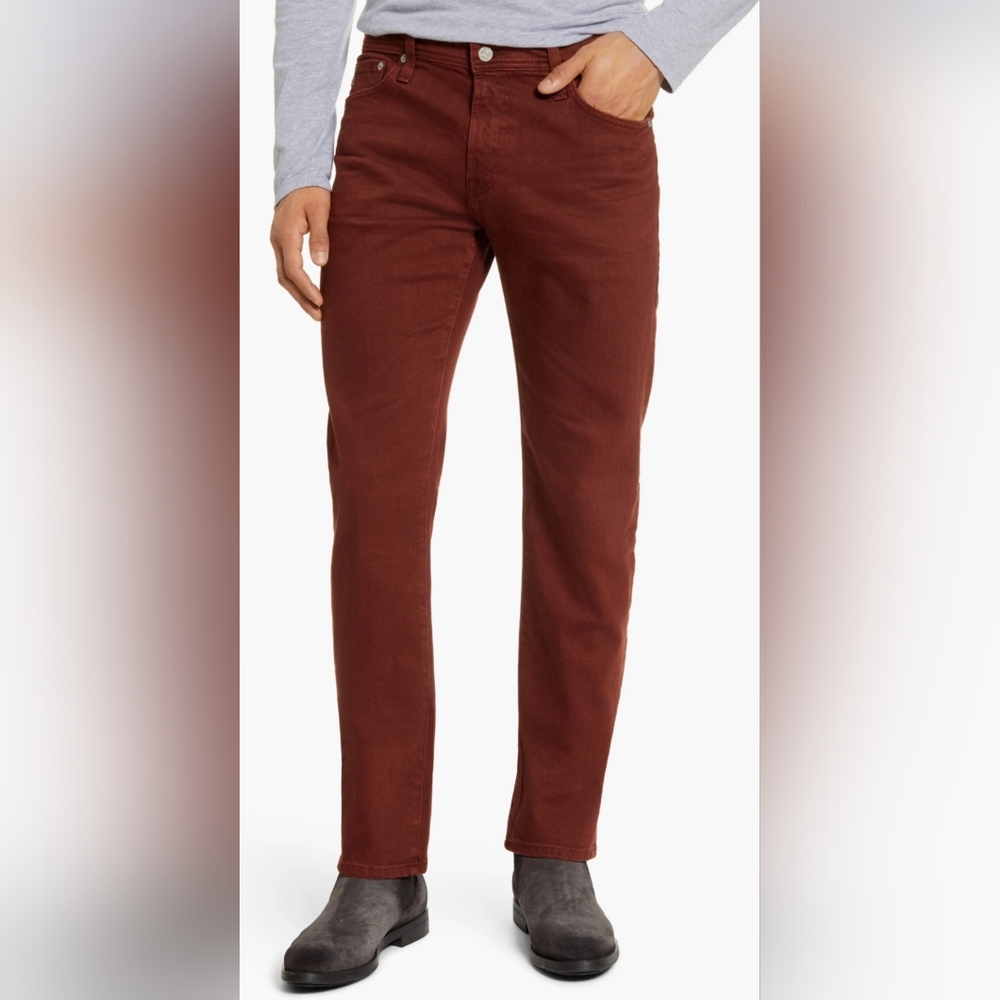 AG MENS TELLIS SULFUR RICH CRIMSON SLIM FIT CORDUROY JEANS